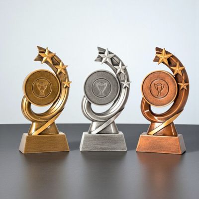 Resintrophäe „Sterne“, ab € 10,90 Resintrophäe Sterne mit Emblemhalter in Gold Silber Bronze