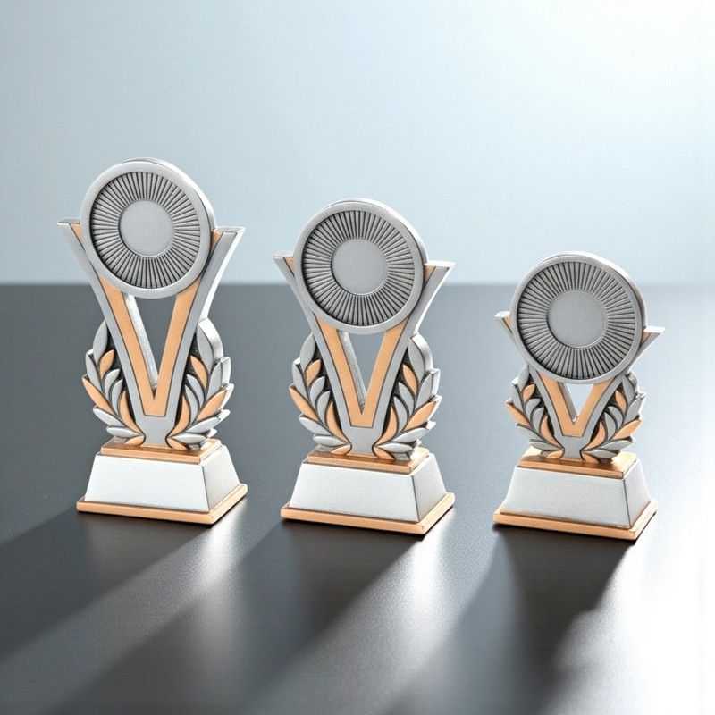 Resinfigur Vektor in Silberoptik mit 5 cm Emblemhalter auf Sockel