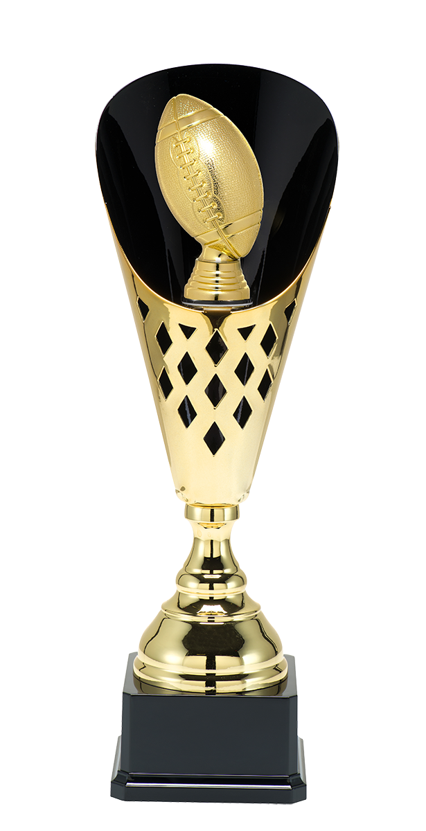 American Football Pokal Pigskin in Gold Schwarz mit Footballfigur