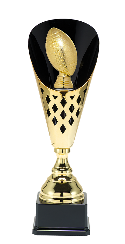 American Football Pokal Pigskin in Gold Schwarz mit Footballfigur