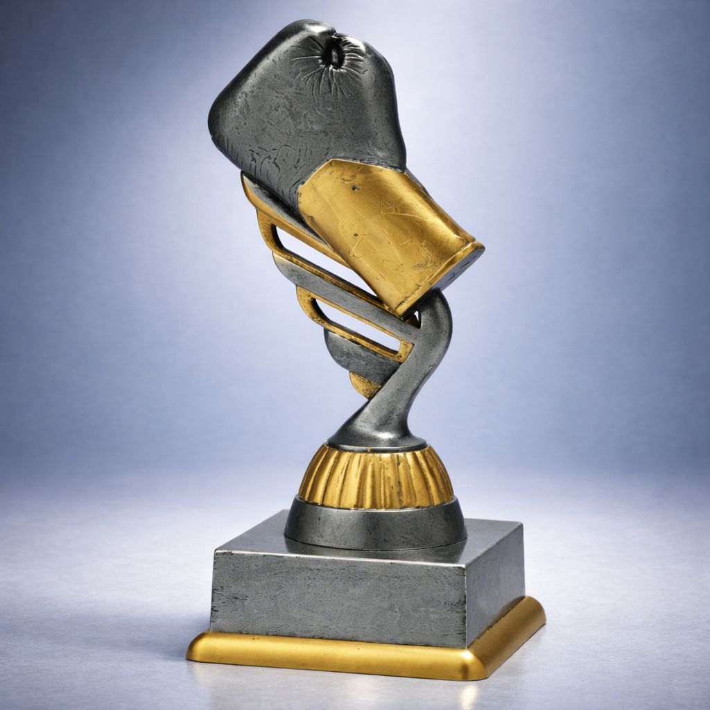 Boxhandschuh Trophy Boxhandschuh Trophäe antik gold mit Sockel in drei Größen