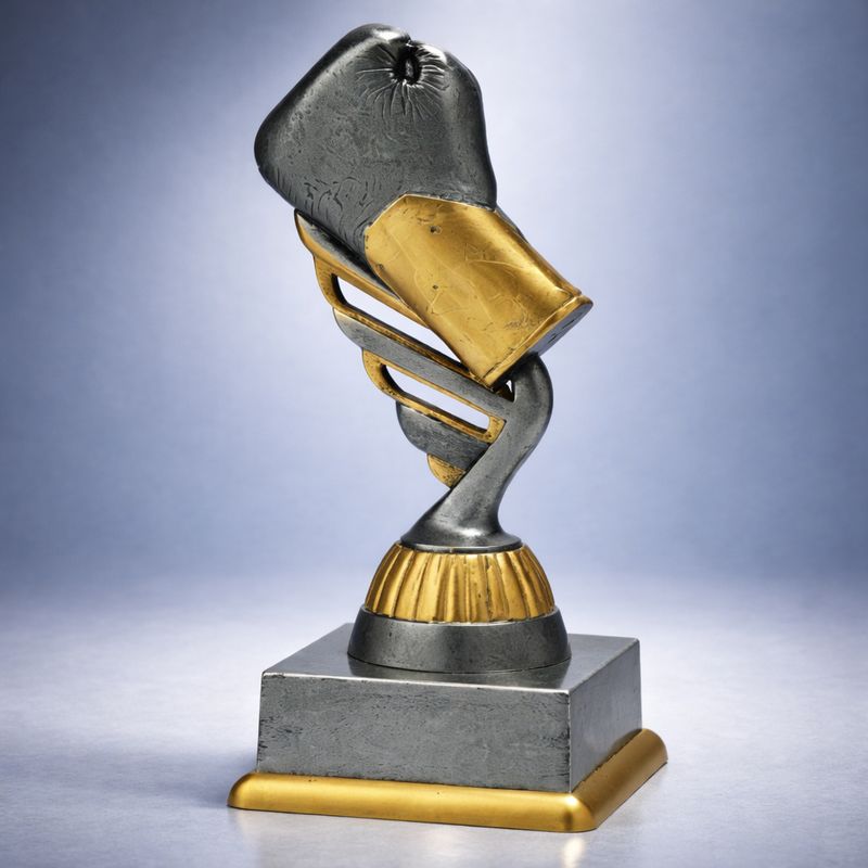 Boxhandschuh Trophäe antik gold mit Sockel in drei Größen