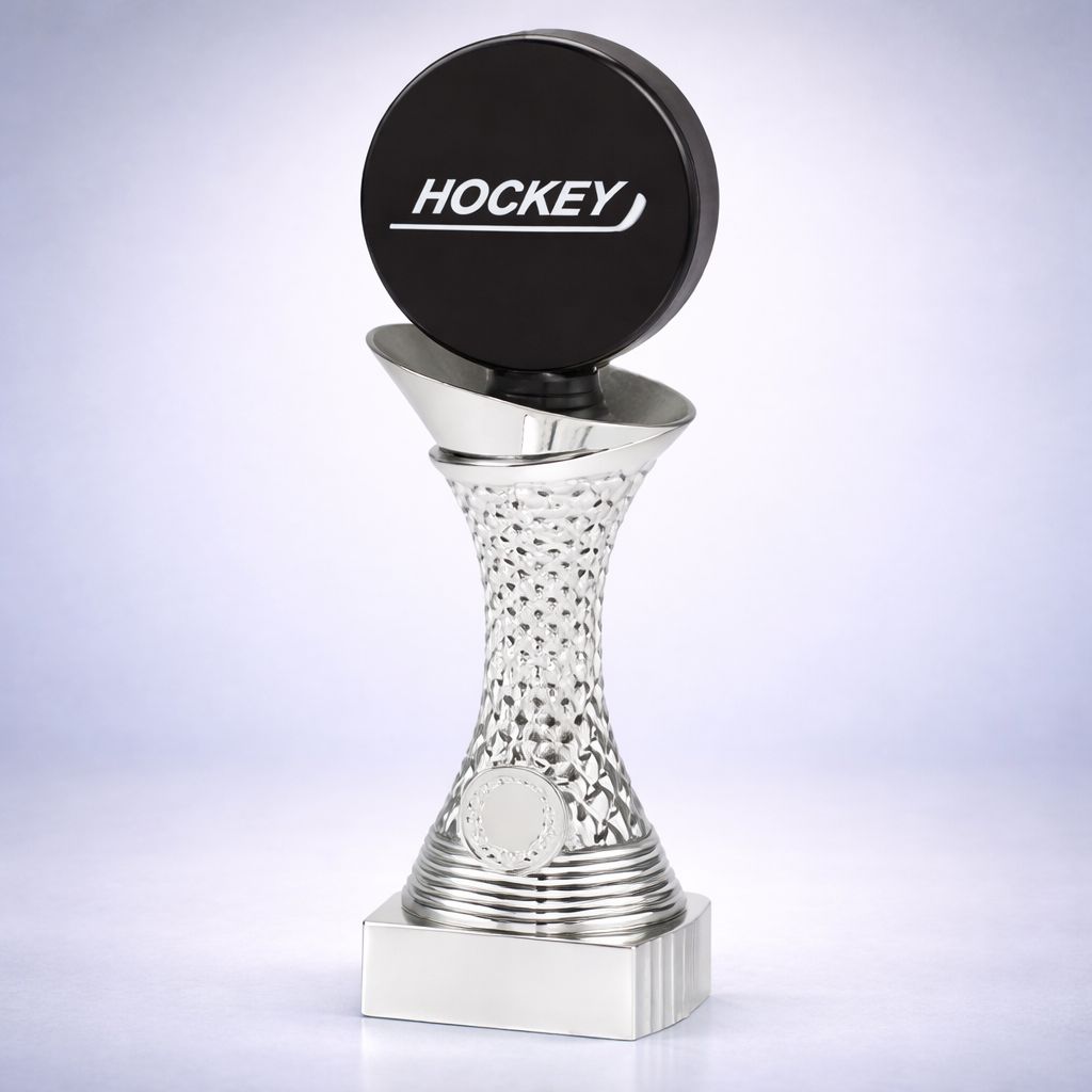 Pokaltrophy Silberner Pokal mit Emblemhalter auf Sockel in drei Größen