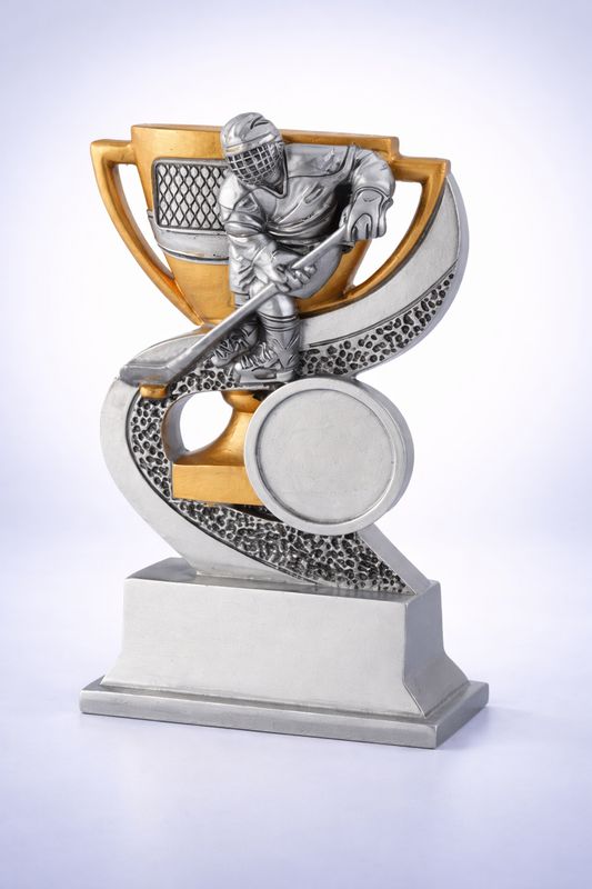 Eishockey Resinfigur Spieler mit Emblemfeld