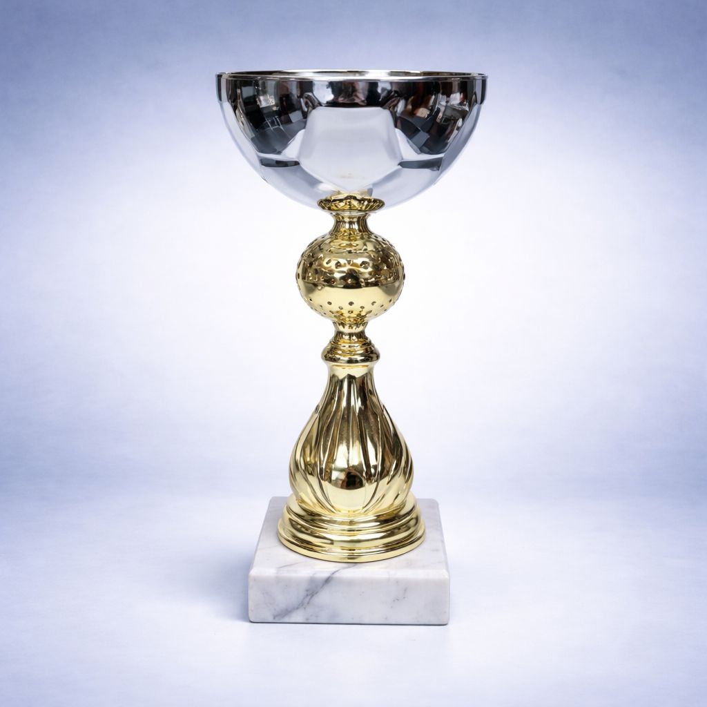 Fußballpokal Josef mit Metallkelch auf Marmorsockel 41 cm