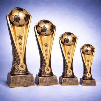 Fußballpokal Superstar Resin Trophy mit Ball und Sternen Turnierpokal Greinecker Pokale Salzburg