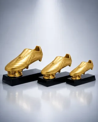 Torjäger-Trophäe „Goldener Schuh“ ab € 26,00 Torjäger Trophäe Goldener Schuh goldener Fußballschuh auf Sockel Greinecker Pokale Salzburg
