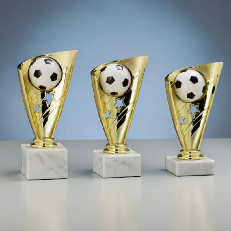 Fußballtrophäe Star Kick mit Ball und Sternen auf Marmorsockel Greinecker Pokale Salzburg