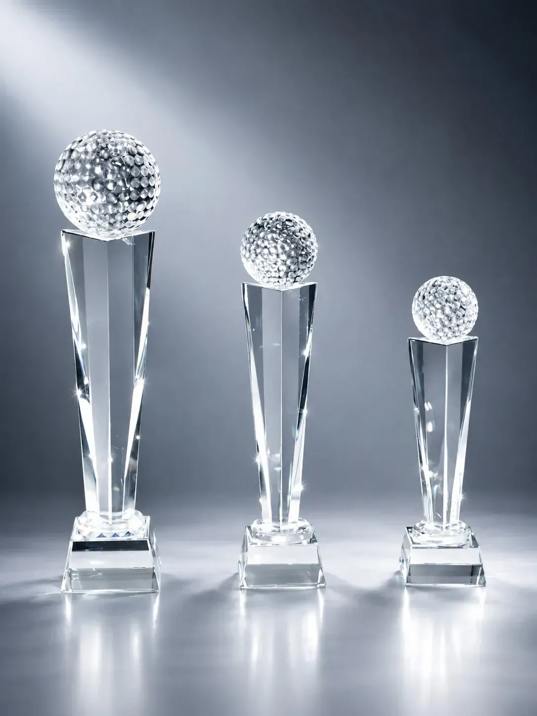 Golfaward „Crystal Champion“ 3er Serie, ab € 58,50 Golfaward Crystal Champion aus Glas mit Kristallglas-Golfball
