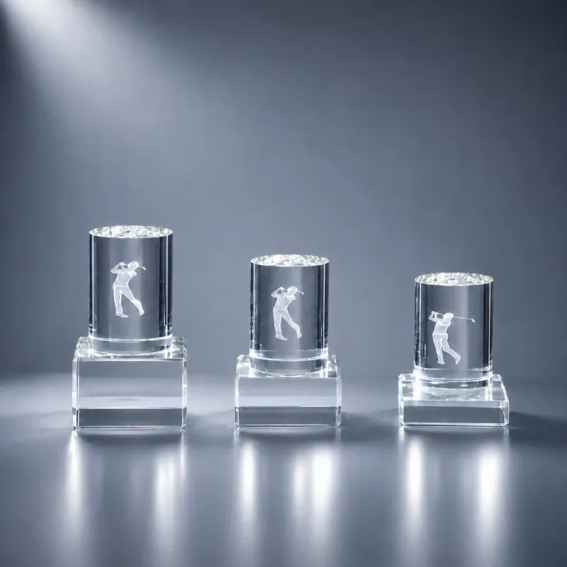 Golfaward Crystal Golfer aus Glas mit 3D graviertem Golfer