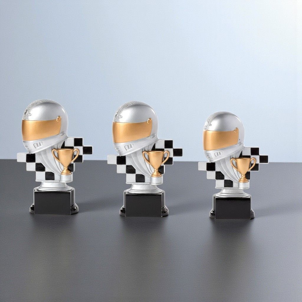 Motorsport Trophäe „Helmet Trophy Line“ ab € 9,50 Motorsport Trophäe Helmet Trophy Line Helm Serie 3 Größen mit Gravur