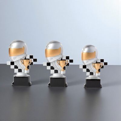 Motorsport Trophäe Helmet Trophy Line Helm Serie 3 Größen mit Gravur