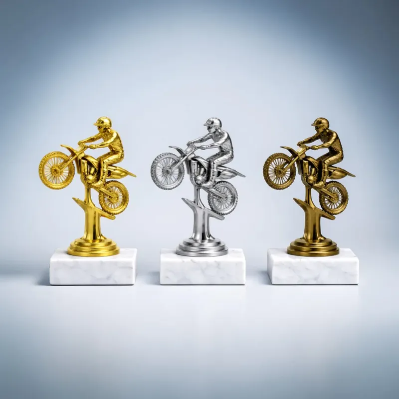 Schraubfigur Motocross Motorsport gold silber antik mit oder ohne Marmorsockel