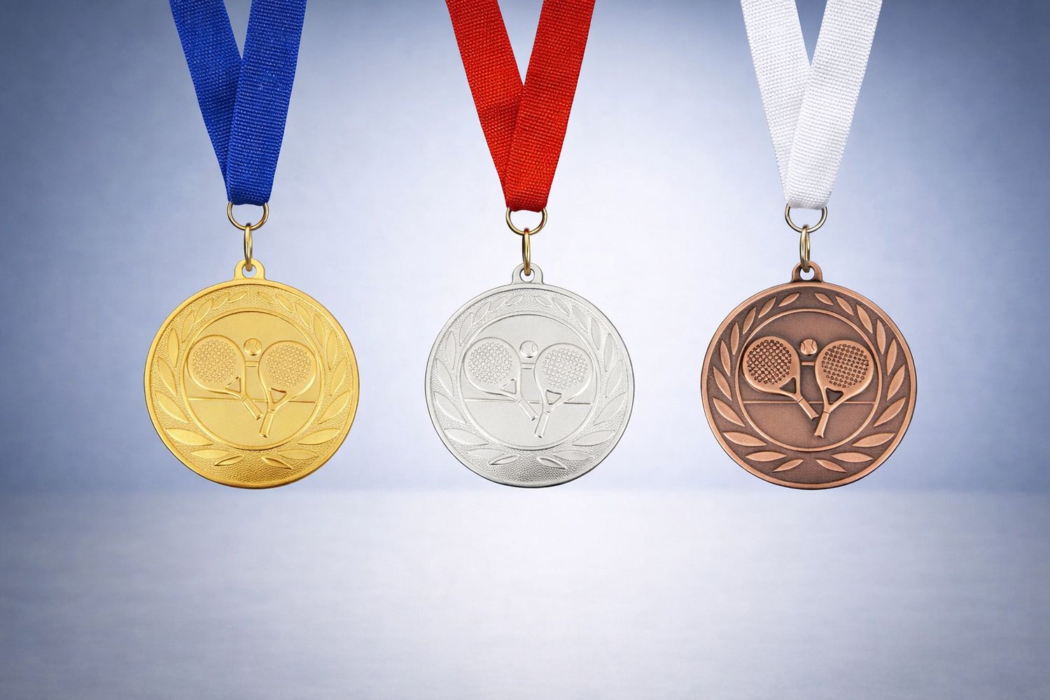 Padel Medaillen Metall geprägt Gold Silber Bronze 5 cm