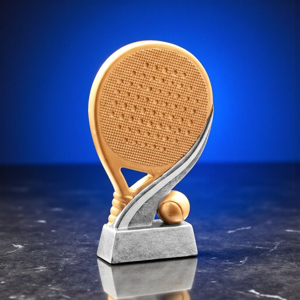 Padel Resintrophäe kompakt Pokal Schläger Ball 13 cm