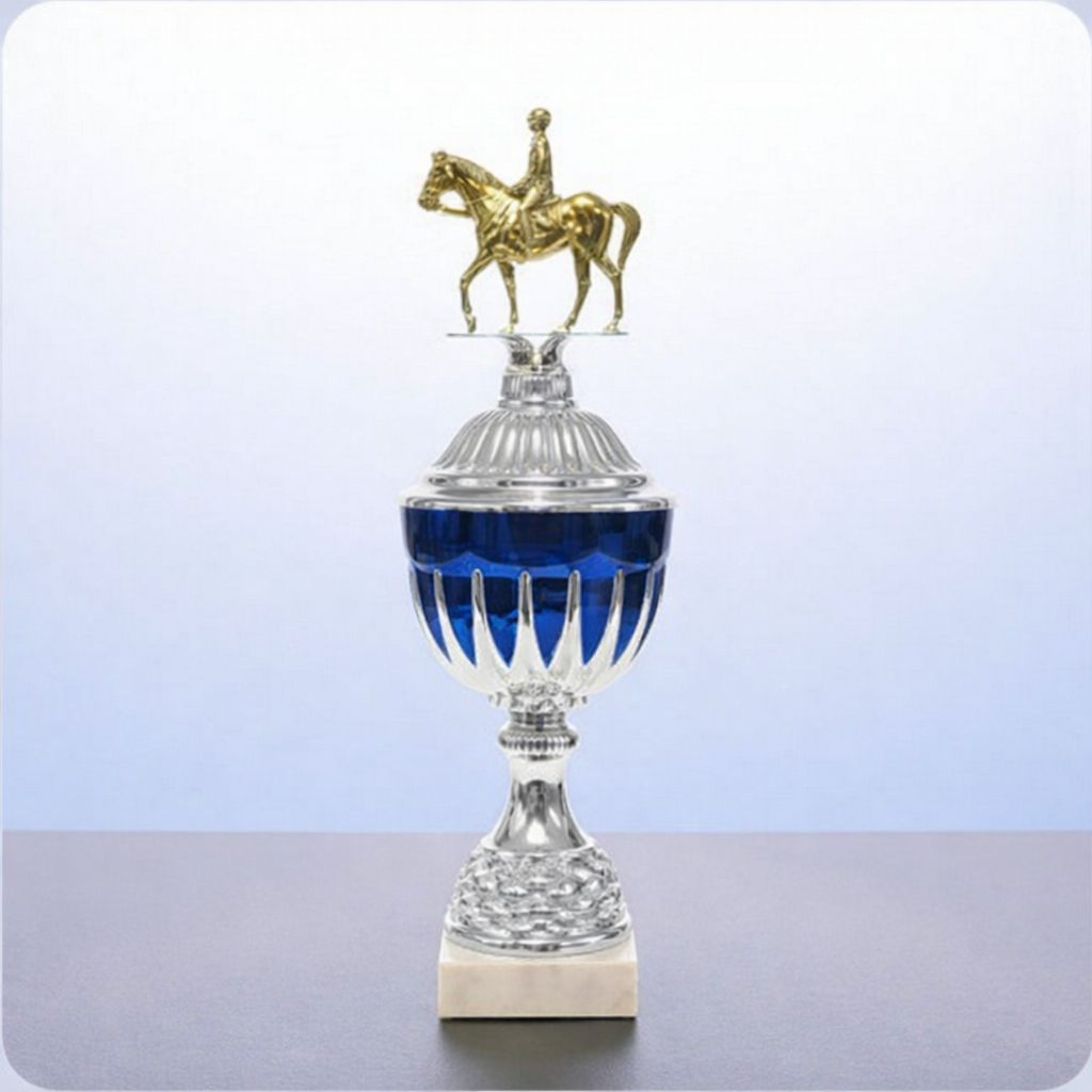 Pokalserie Cornelia mit farbigen Kelchen, Marmorsockel, Emblemhalter, mehrere Höhen