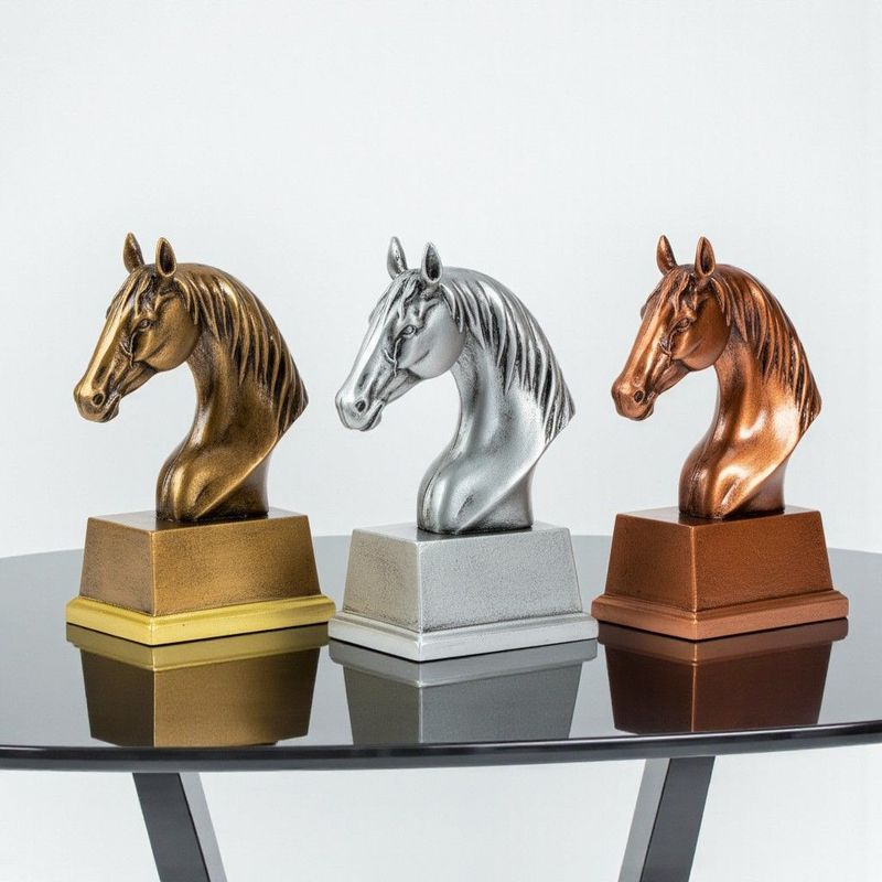 Pferdekopf Award Equus Resinfigur Gold Silber Bronze auf Sockel 11 cm
