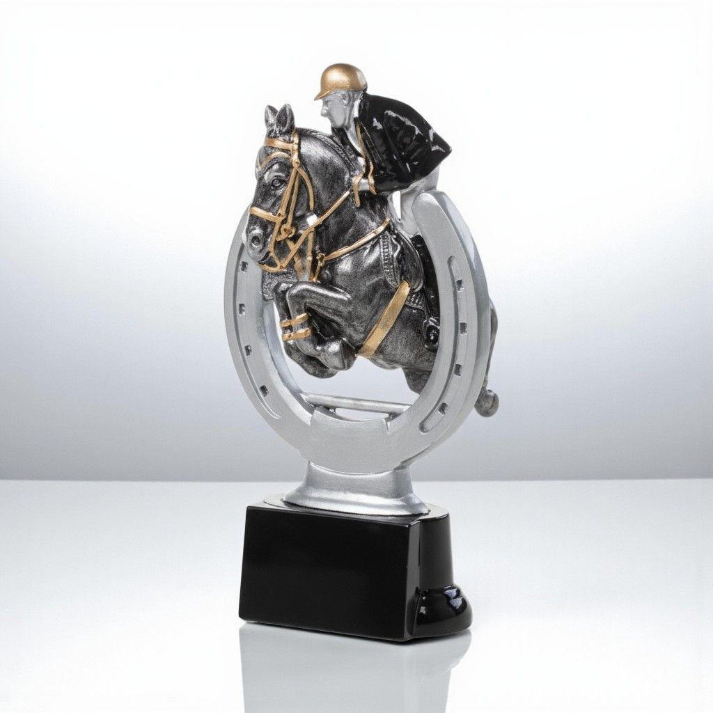 Pferde Trophäe Clear Jump Springreiten Hufeisen silber Reitsport 16 cm