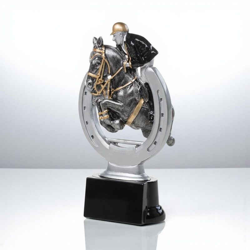 Pferde Trophäe Clear Jump Springreiten Hufeisen silber Reitsport 16 cm