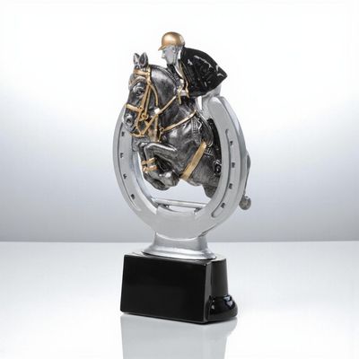 Pferde Trophäe Clear Jump Springreiten Hufeisen silber Reitsport 16 cm