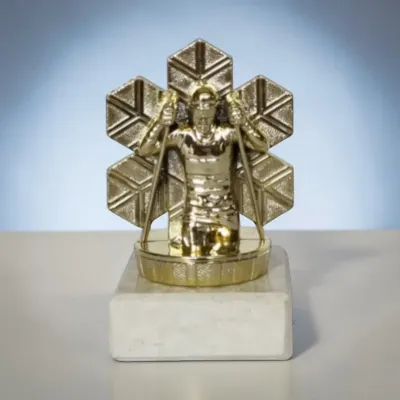 Langlauf Trophäe Johann gold 10 cm mit Marmorsockel