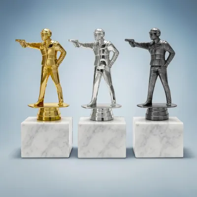 Schraubfigur „Pistolenschütze“, ab € 3,50 Schraubfigur Pistolenschütze in Gold Silber und Resin