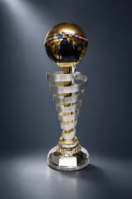 Luxury Metalltrophäe Metalltrophäe Weltpokal 69 cm mit Keramik-Globus und Gravurschild