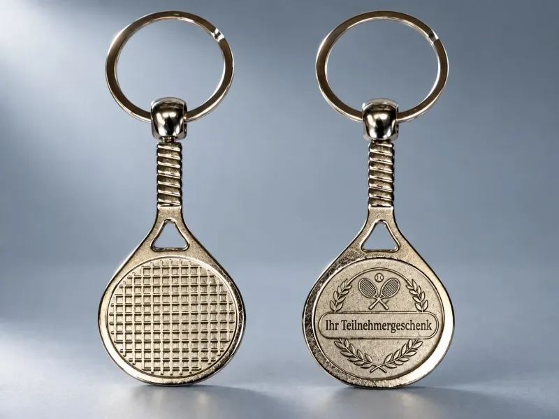 Tennis-Schlüsselanhänger mit Emblemträger, ab € 4,00
Tennis-Schlüsselanhänger mit Tennisschläger und rundem Emblemträger für individuelles Emblem oder Teilnehmergeschenk