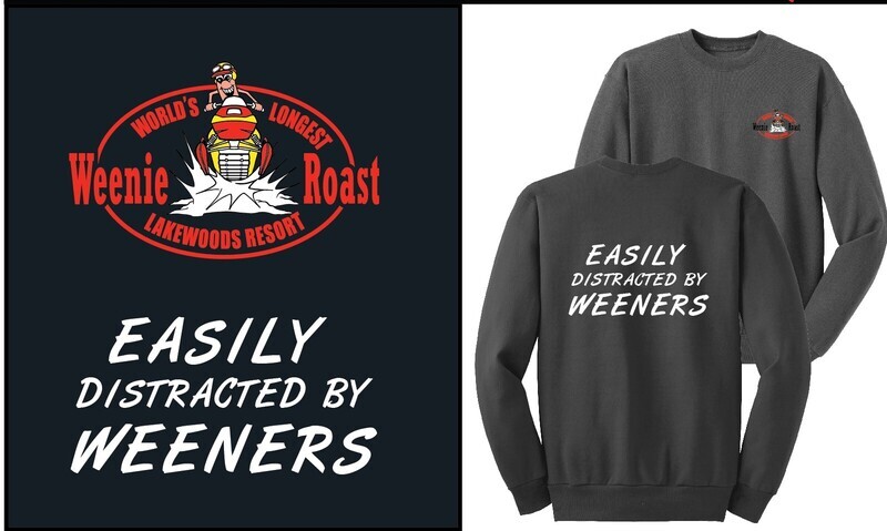 Easily distracted...Crew Neck Sweatshirt Weenie Roast - Grey