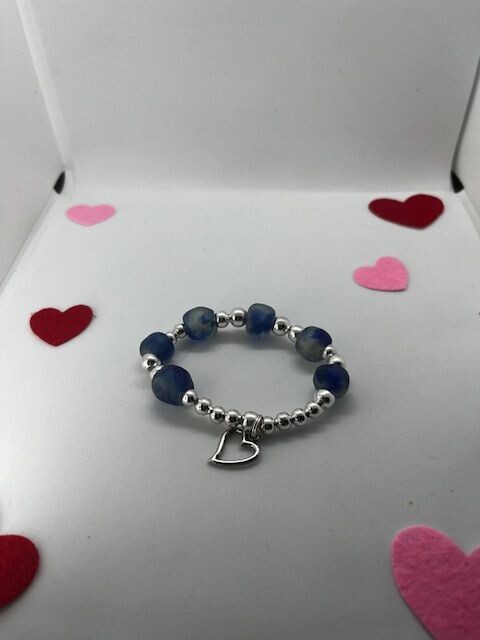 Blue and Silver Bracelet Made with Glass and Silver