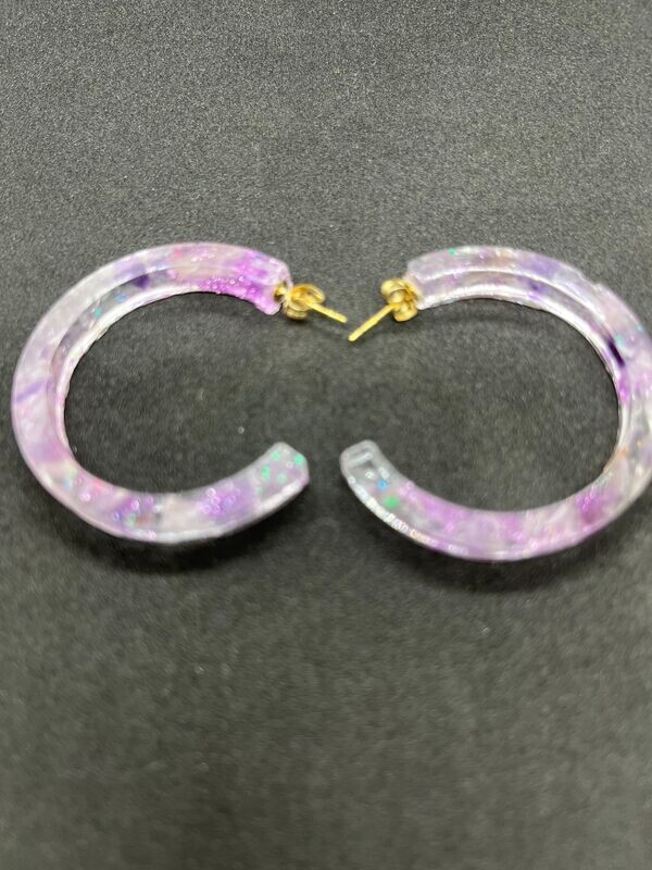 Purple hoop post earrings