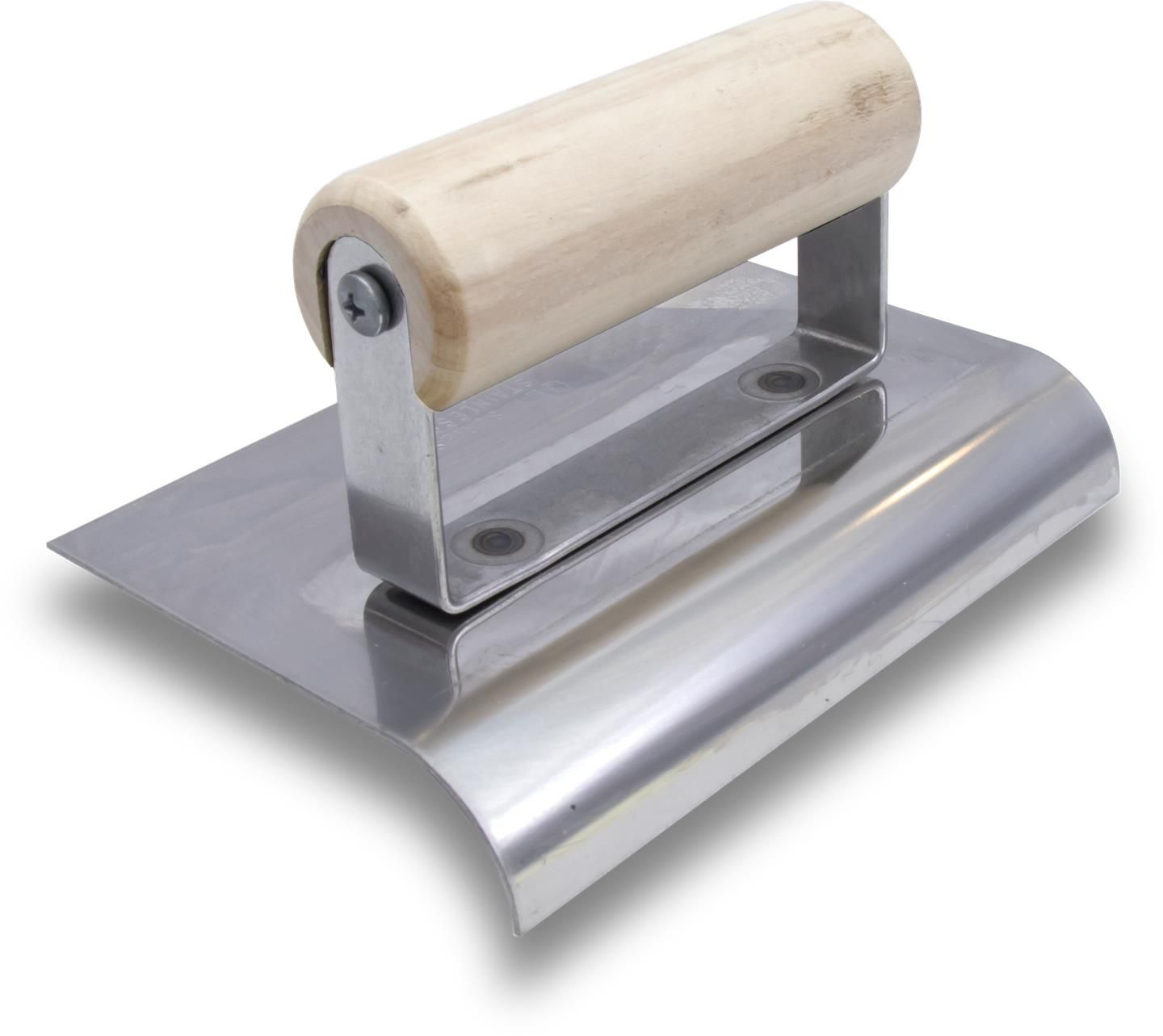 Marshalltown 13896 - QLT Stainless Steel Edger w/ Wood Handle, 6&quot; x 4&quot;, 3/8&quot;R, 1/2&quot;L