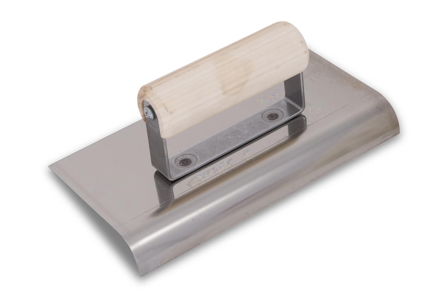 Marshalltown 13916 - QLT Stainless Steel Edger w/ Wood Handle, 8&quot; x 4&quot;, 3/8&quot;R, 1/2&quot;L