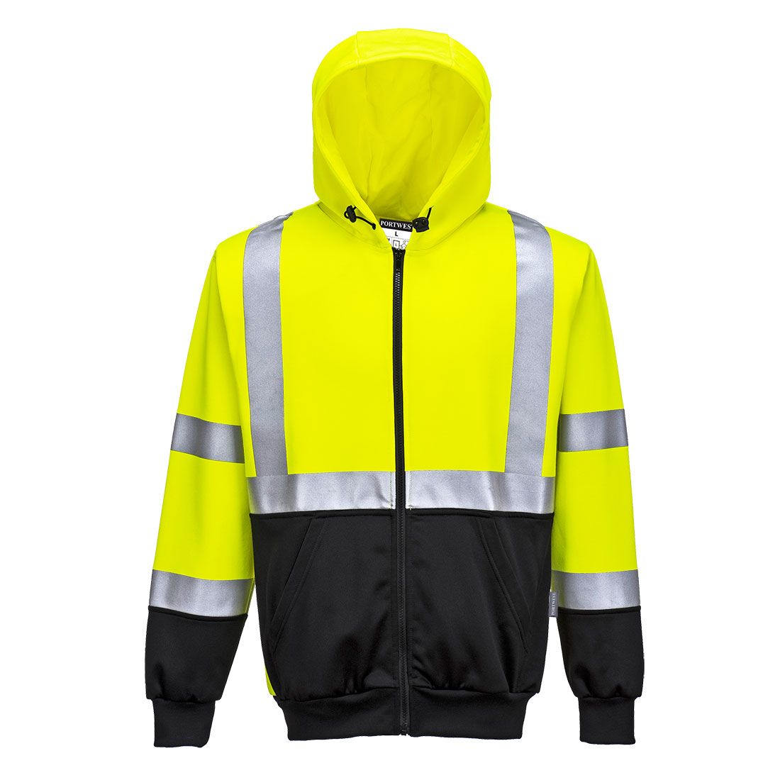 Portwest UB315YBRXL - HOODIE HI-VIS W/ ZIPPER YELLOW BLACK BOTTOM X-LARGE