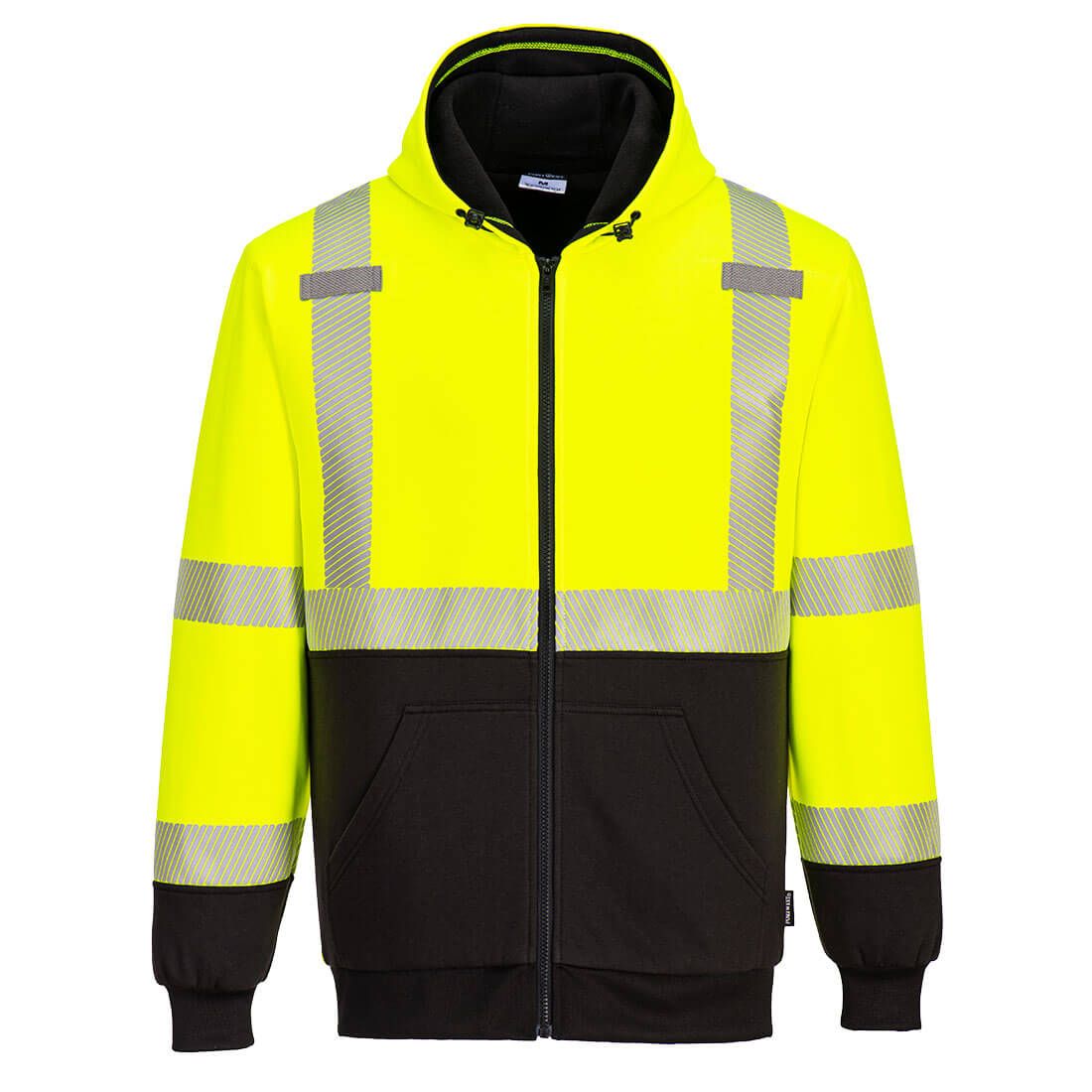 Portwest UB325YBRXXL - Hi-Vis Contrast Zipped Winter Hoodie, XXL