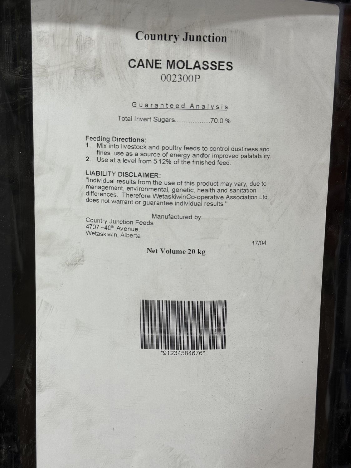 CANE MOLASSES  20L PAIL  CJ