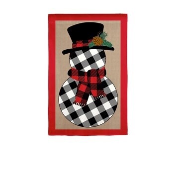 Buffalo Check Snowman, Garden Flag