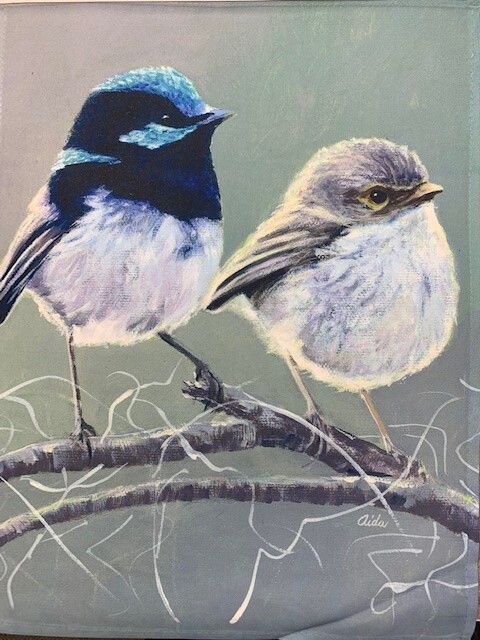 Chickadees on Branch, Garden Flag