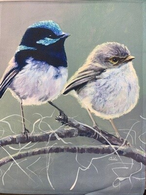 Chickadees on Branch, Garden Flag