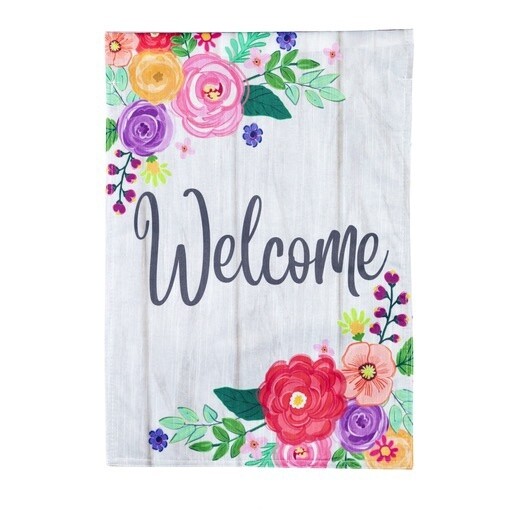 Wood Backed Floral - Garden Flag