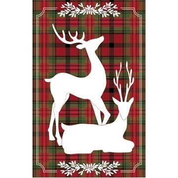 Plaid Reindeer Pair, Garden Flag