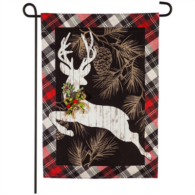 Woodgrain Reindeer - Garden Flag