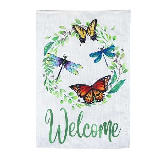 Butterfly and Dragonfly Wreath -Garden Flag