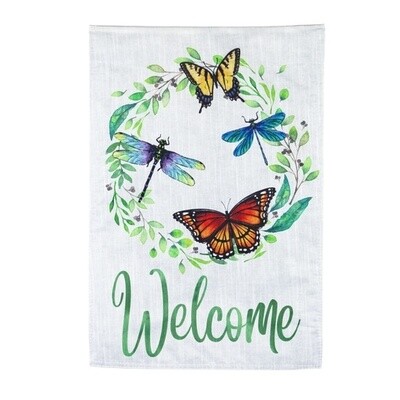 Butterfly and Dragonfly Wreath -Garden Flag