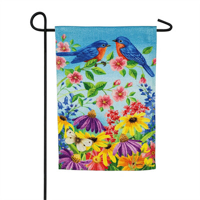 Bright Garden Blue Birds - Garden Flag