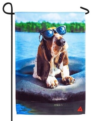 Basset in Innertube - Garden Flag