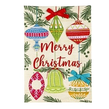 Merry Christmas Ornaments, Linen - Garden Flag