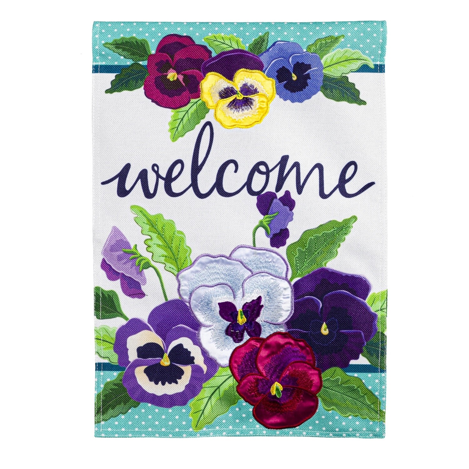 Pansy Welcome Garden Flag