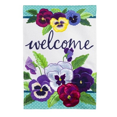 Pansy Welcome Garden Flag