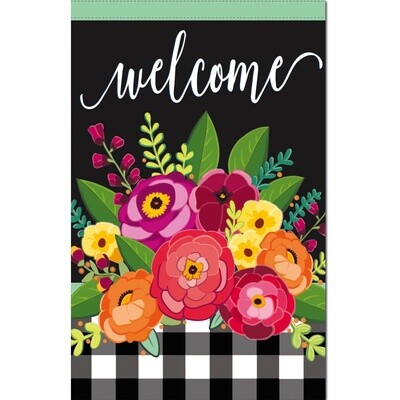 Floral Welcome Check - Garden Flag